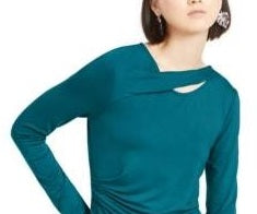 INC International Concepts Women's Twist Neck Top Blue Size X-Small