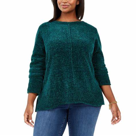 Style & Co Women's Chenille Sweater Green Size PXL