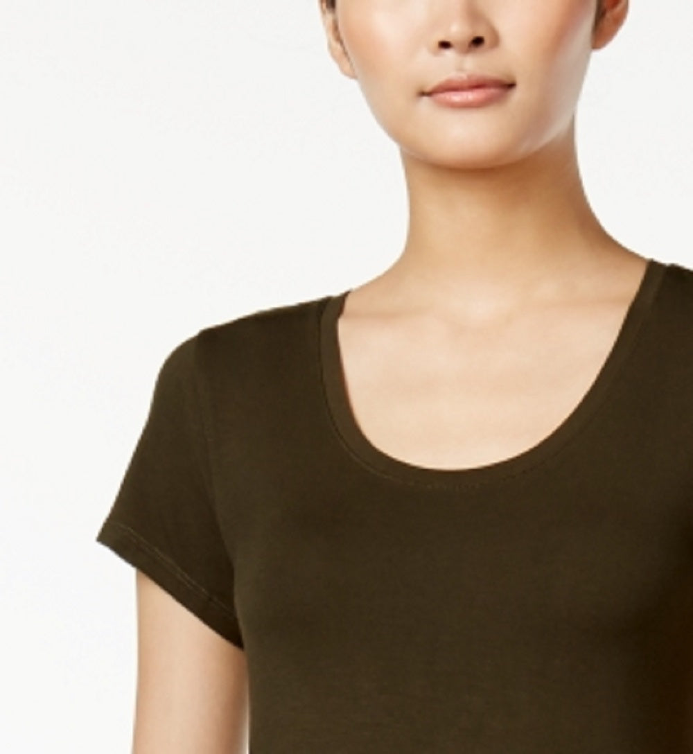 Style & Co Women's Petite Short-Sleeve A-Line Dress Green Size PS