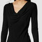 INC International Concepts Women's Speckle Long Sleeve V Neck Blouse Evening Top Black Size Petite Medium