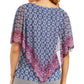 Jm Collection Printed Cold-Shoulder Tunic Top Blue Size 2XL