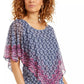 Jm Collection Printed Cold-Shoulder Tunic Top Blue Size 2XL