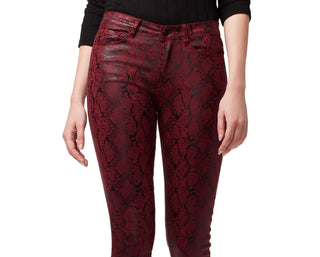 Sanctuary Women's Social Standard Denim Snake Print Skinny Jeans -Red Size 25