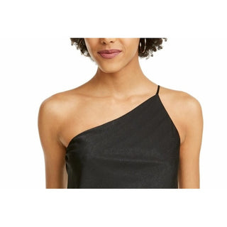 Leyden Women's One Shoulder Side Tie Top Black  Size Large