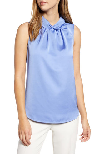 Anne Klein Women's Twist-Collar Sleeveless Top Blue Size 14