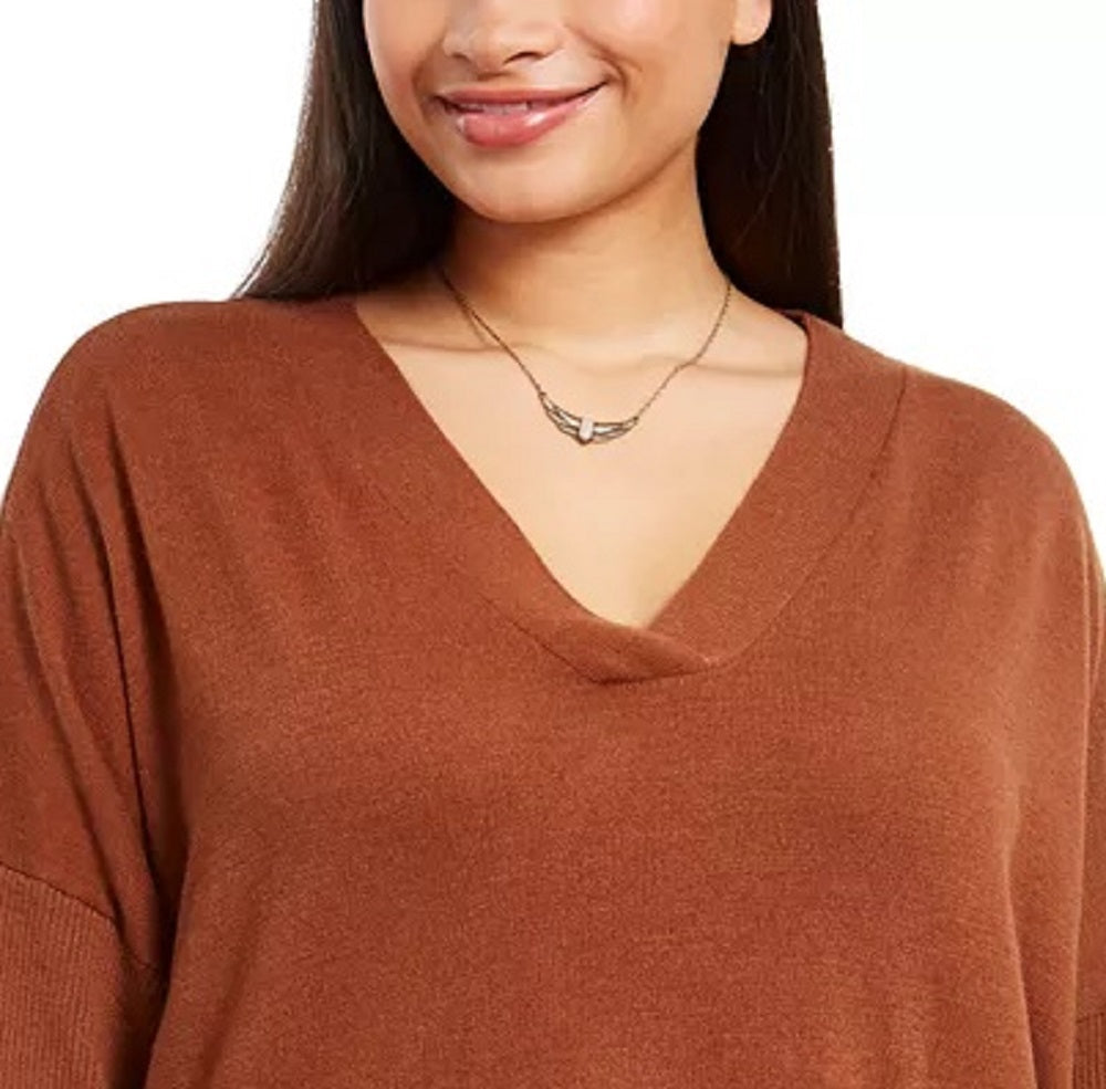 Style & Co Women's Plus Size V-Neck Sweater Beige Size 1X