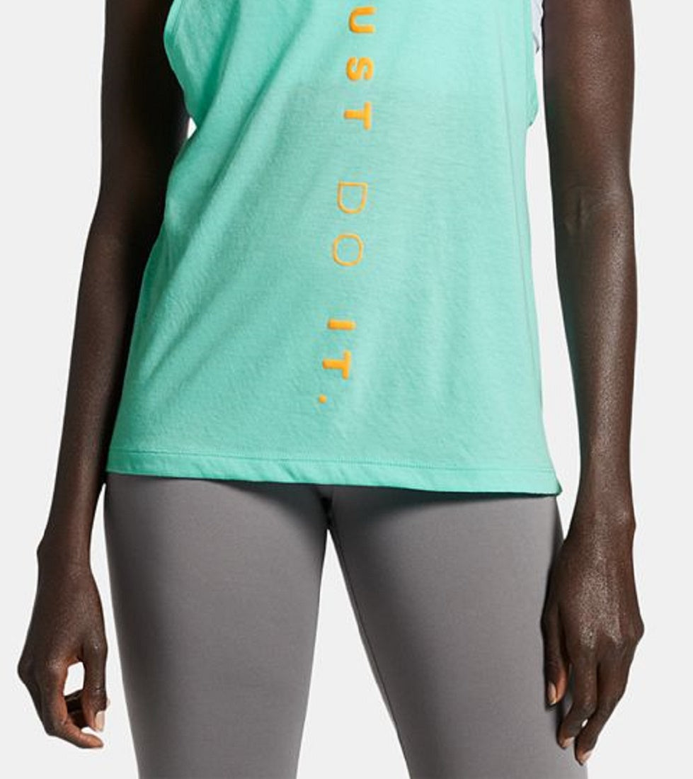 Nike Women's Miler Dri Fit Just Do It Running Tank Top Green Size Small