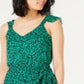 INC International Concepts Women's Animal Print Ruffled Dress Emerald Leopard Print Green Size 18