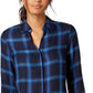 INC International Concepts Women's Plaid Button up Shirt Blue Size -M