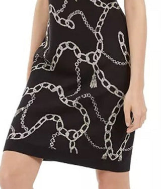 INC International Concepts Women's Chain-Print Sweater Dress Black Size X-Large