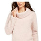 Style & Co Women's Sherpa Cowl-Neck Sweater Pink Size Large