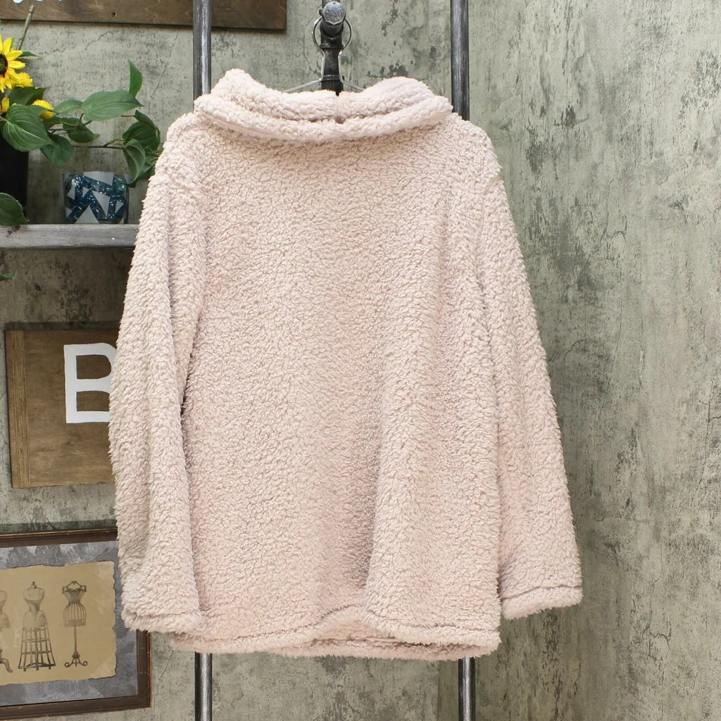 Style & Co Women's Sherpa Cowl-Neck Sweater Pink Size Large