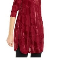 Alfani Women's Maroon Slitted Floral Dolman Sleeve Crew Neck Evening Blouse Wine Size XX-Large