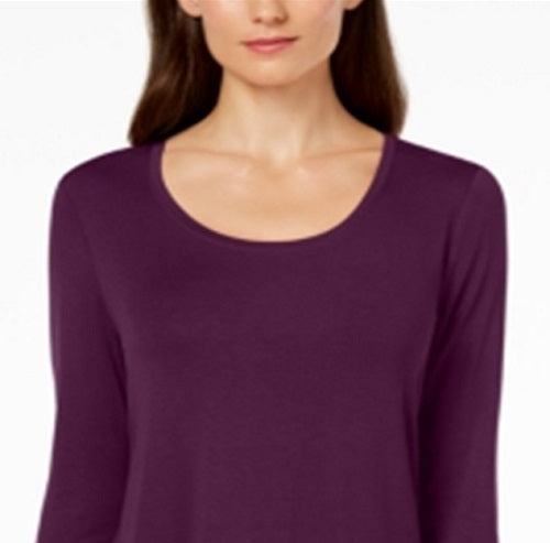 JM Collection Women's Scoop Neck Top Purple Size XX-Large