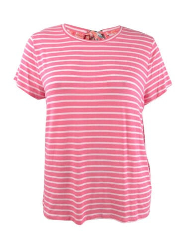 Maison Jules Women's Striped T-Shirt Pink Size X-Small