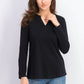 Charter Club Women's Petite Split-Neck Short-Sleeve Top Black  Size XL