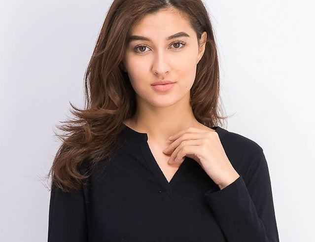Charter Club Women's Petite Split-Neck Short-Sleeve Top Black  Size XL