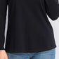 Charter Club Women's Petite Split-Neck Short-Sleeve Top Black  Size XL