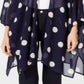Anne Klein Women's Polka Dot Long Sleeve Open Cardigan Top Blue Size Small
