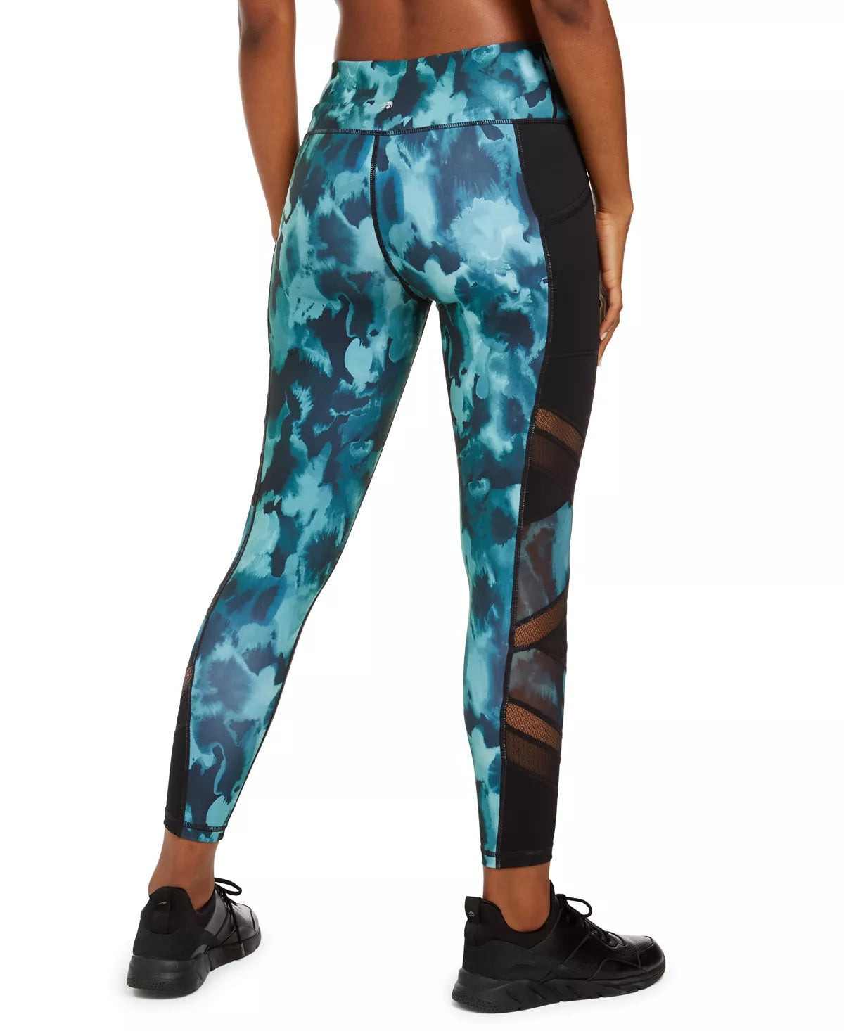 Ideology Women's Abstract Camo Mesh-TrimLeggings Navy Size X-Small