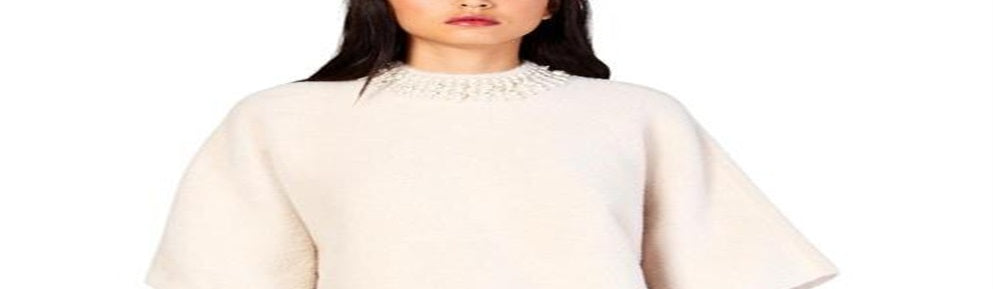 Alfani Women's Embellished Collar Pullover Sweater White Size L