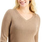 Karen Scott Women's Petite V-Neck Sweater Beige Size Petite L