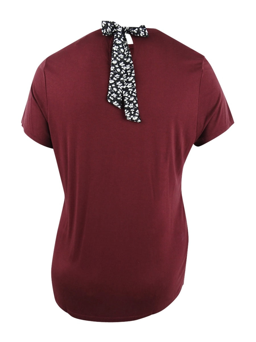 Maison Jules Women's Tie-Back Solid T-Shirt Red Size X-Large