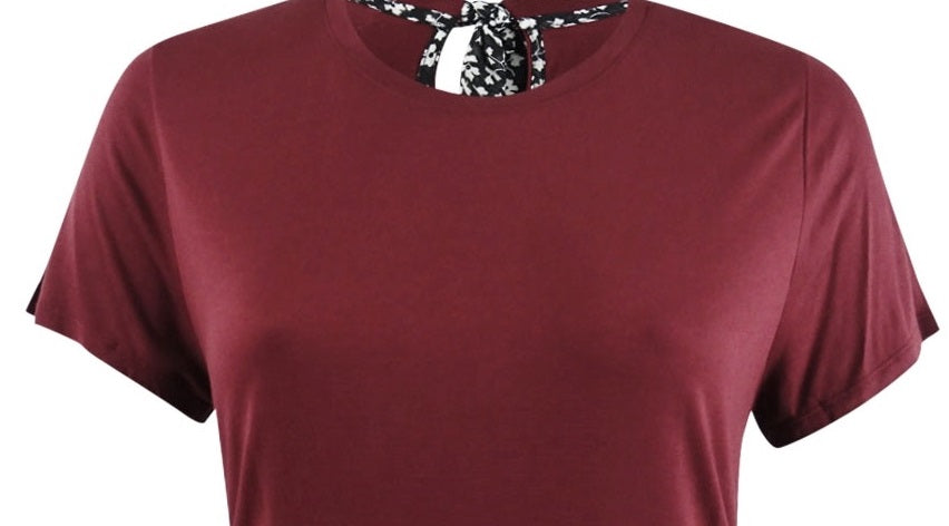 Maison Jules Women's Tie-Back Solid T-Shirt Red Size X-Large