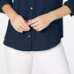 Charter Club Women's Petite Solid Button-Up Shirt Blue Size Petite Medium