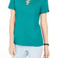 Karen Scott Women's Triple-Ring Cutout Top Green  Size Medium
