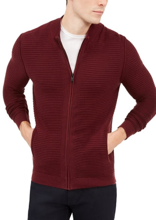 Alfani Men's Textured Zip Front Cardigan Red Size Medium