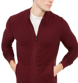 Alfani Men's Textured Zip Front Cardigan Red Size Medium