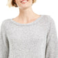 Karen Scott Women's Patterned 3/4 Sleeve Jewel Neck Blouse Top Grey Size Medium