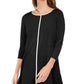 Alfani Women's Petite Piped Tunic Black  Size PL