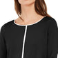 Alfani Women's Petite Piped Tunic Black  Size PL