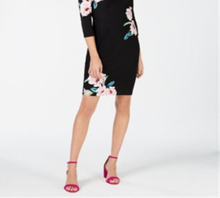 INC International Concepts Women's Floral Business Sheath Dress Black Size 2XL