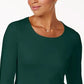 Karen Scott Women's Petite Cotton Scoop-Neck Top Green Size L