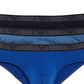 Emporio Armani Men's Monogram 3 Pack Brief Blue Size Large
