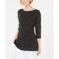 Karen Scott Women's Boat-Neck Space-Dyed Top Black  Size X-Large