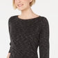Karen Scott Women's Boat-Neck Space-Dyed Top Black  Size X-Large