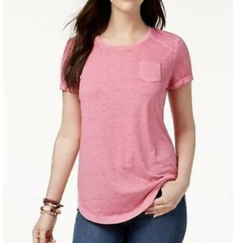 Style & Co Women's Burnout T-Shirt Pink Size Large