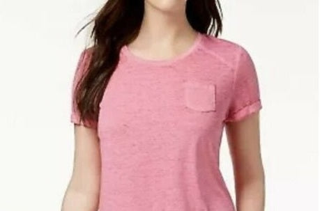 Style & Co Women's Burnout T-Shirt Pink Size Large