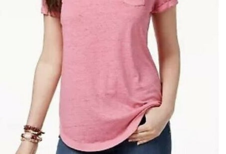 Style & Co Women's Burnout T-Shirt Pink Size Large