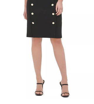 Calvin Klein Women's Button-Trim Pencil Skirt Black Size 2