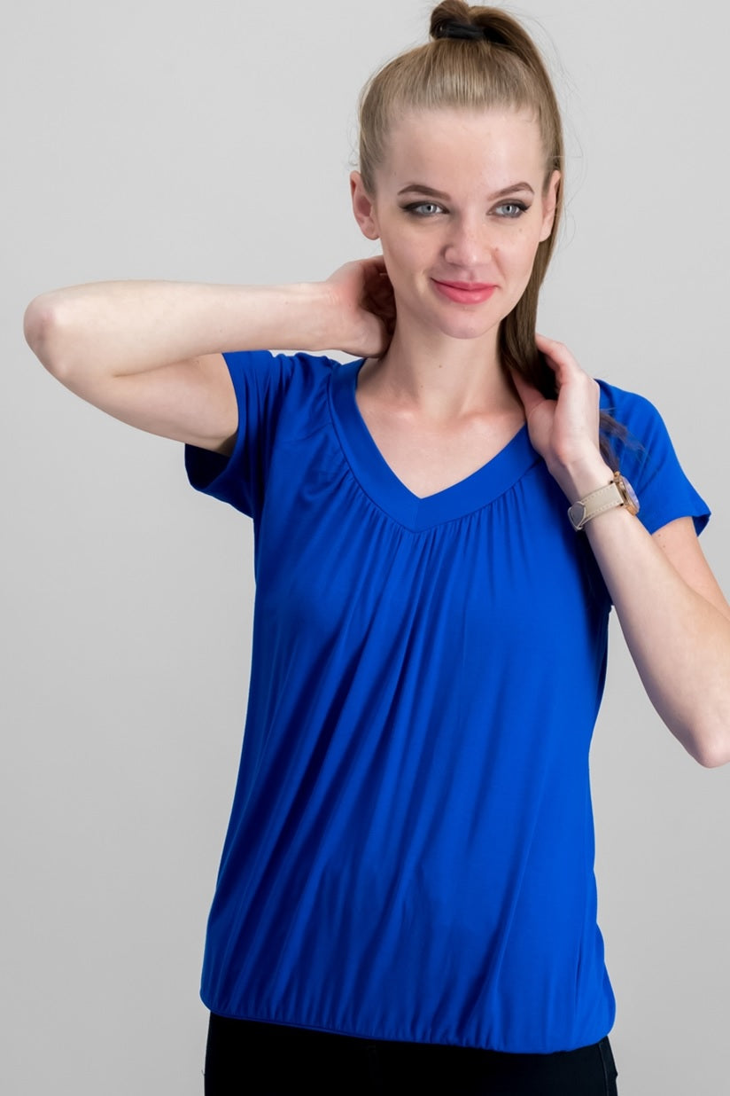 JM Collection Women's Blouson T-Shirt Blue Size X-Small