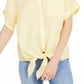 Charter Club Women's Linen Tie Front Button Up Shirt Yellow Size Medium