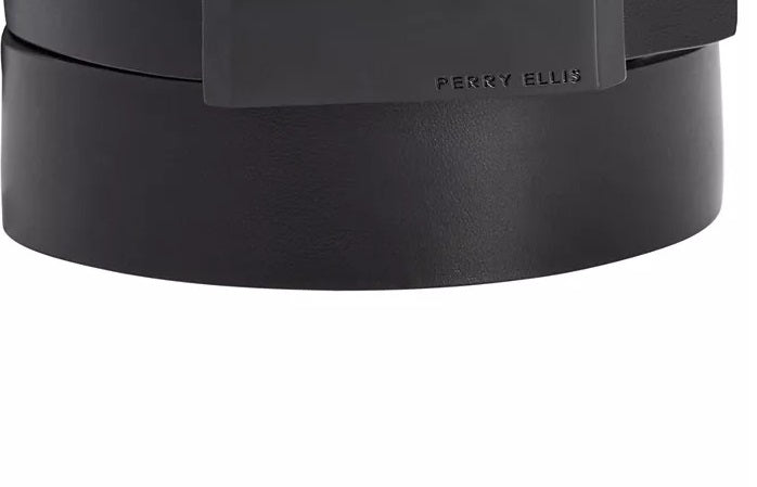Perry Ellis Men's Leather Reversible Dress Belt Black Size 38