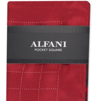 Alfani Men's Archer Silk Grid Pocket Square Red Size Regular