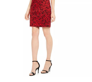 Calvin Klein Women's Printed Sheath Dress Red Size 6 Petite