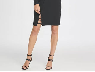 DKNY Women's Beaded Cut Out Sheath Dress Black Size 2